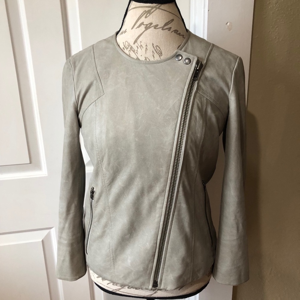 Helmut Lang- Oxum Collarless Leather Jacket